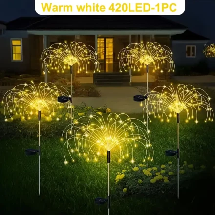 60/200/300/420 LED Solar Fireworks Lights -, 8 Lighting Modes, Multi-Color & Warm White, Perfect for Patio, Garden, Parties, and Outdoor Decor, Great Gift for Valentine's Day & Easter