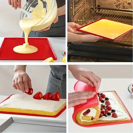 1pc, Silicone Swiss Roll Cake Mat - Non-Stick Baking Mold For Perfect Swiss Rolls - Kitchen Gadgets And Accessories For Easy Baking - 30.99cm X 25.98cm Size