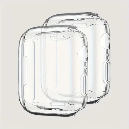 2Pcs Transparent Full Coverage Watch Case Cover For IWatch Series 9 8 7 SE 6 5 4 3 2 1 Case 41mm 45mm 42mm 38m 40mm 44mm All-around Slim TPU Case Screen Protector For IWatch