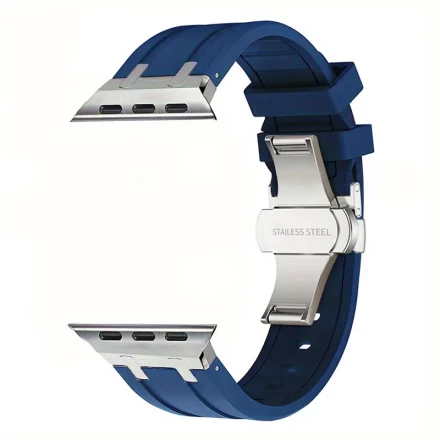 1pc Silicone Sports Strap for iWatch Ultra/SE/10/9/8/7/6/5/4, Soft Adjustable Replacement Band for 49mm/46mm/45mm/44mm, Luxury Stainless Steel Clasp, Comfortable Wristband for Men