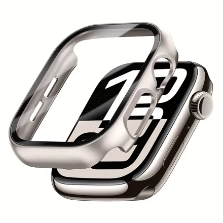 2-Pack Ultra-Thin Hard PC Smartwatch Cases with Tempered Glass Screen Protector, Bubble-Free HD Transparent Cover for Apple Watch Series 10, 46mm/42mm