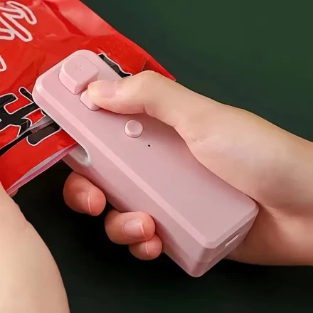 1pc ESUPER 2-in-1 Portable Handheld Food Bag Sealer and Cutter, USB Rechargeable Mini Heat Seal Machine with Lithium Polymer Battery for Freshness Preservation, Bag Sealers for Food Storage
