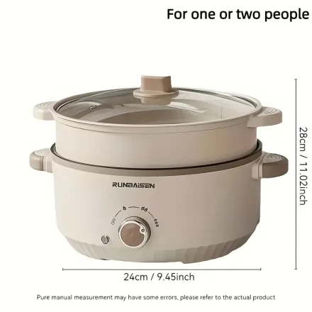 1pc Stainless Steel Electric Hot Pot with Steamer, Large Capacity Multi-Functional Cooking and Steaming, Easy Clean, Temperature Control Protection, 220-240V European Standard Plug, Ideal for Dorm, Home & Office Use, Portable Hot Pot
