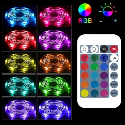HBOWMDJIA Smart LED Strip Lights for Bedroom - 91.44cm-30.48meter, Color Changing with App & Remote Control, USB Powered, Perfect for Home Party Decor, LED Lights for Bedroom