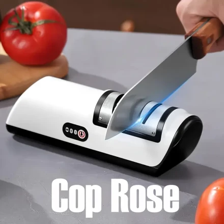 1pc Cop Rose Automatic Electric Knife Sharpener, USB Rechargeable ABS Material, Fast and Efficient Kitchen Gadget for Sharpening Knives