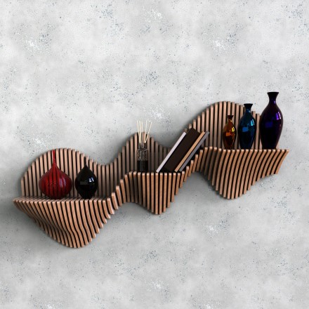 Three-tier wavy shelf