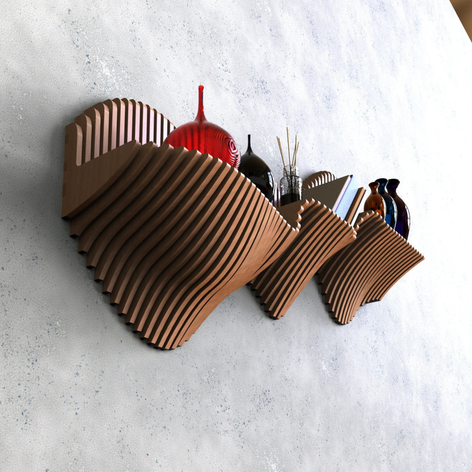 Three-tier wavy shelf