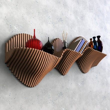 Three-tier wavy shelf