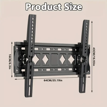 Universal TV Wall Mount Bracket for 81.28-190.5 cm Screens - Heavy-Duty Iron Tilt Mount, Fits 40.64/45.72/60.96 cm Studs, 75kg Capacity, VESA 600x400 Max, Low Profile, with Safety Lock and Sturdy Hook