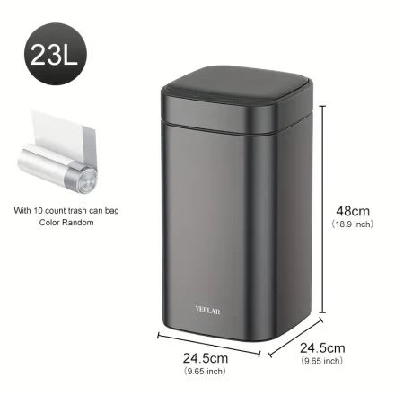Stainless Steel Sensor Trash Can 18/23L Household and Commercial Trash Can for Bathroom, Living Room, Office, Paper Basket, 10 Garbage Bags Included