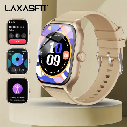1pc LAXASFIT X8 Smart Watch, 5.11cm HD Full Touch TFT Display,, 5.3 Wireless, 230mAh Rechargeable Battery, 100+ Exercise Modes, Pedometer, Sleep Monitor, Remote Camera Control, Weather & Music Playback, USB Charging, Silicone Strap, Compatible with iPhone
