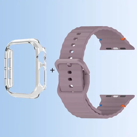 A Two-Piece Set Suitable for The Apple Watch Series 10, Including a Compatible 42Mm And 46Mm Silicone Sports Band And a Hollow Protective Case, Designed for Both Men And Women for Sports And Outdoor Camping.