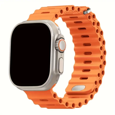 Soft Silicone Ocean Sport Bands for iWatch - Waterproof, Foldable Clasp Straps 38mm-49mm, Compatible with Series SE/Ultra/1-9,