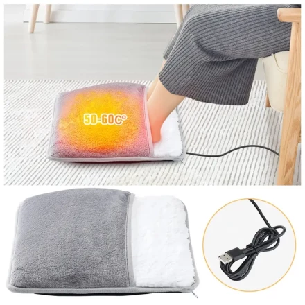USB-Powered Electric Foot Warmer - Washable Flannel Heating Pad for Cozy Home Comfort