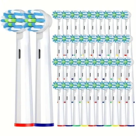 40pcs Replacement Toothbrush Heads Compatible with Oral B, 4 distinguished colors; Brush Head for Pro 1000 Genius X Smart 1500; Household stockpiling; ideal house-warming gifts for friends; Professional clean &care set for school campus camping