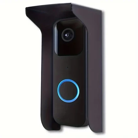 Full Protection Metal Doorbell Cover: Weatherproof, Anti-Glare, and Compatible with Blink, Ling Pro2, Ilo, Viz, Google Nest, and Reolink Video Doorbells - Black