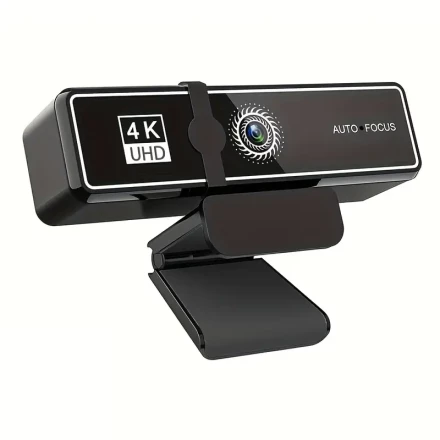 4K Ultra HD Webcam with Auto-Focus, 120° Wide Angle Lens & Dual Built-in Mics - Easy Plug & Play, Privacy Cover Included for Office, Meetings, Streaming & Gaming