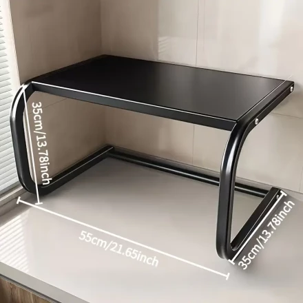 Microwave Oven Rack, Kitchen Countertop Storage Shelf, Multifunctional Spice Organizer, Home Use, Durable Stand with Protective Cover, Modern Design Available in Three Colors: Black, Silver, And White, for Microwave Ovens, Ovens, And Electric Cookers - a 
