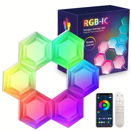 RGB Hexagon Smart LED Strip Lights - 16 Million Colors, Wireless App Control, USB Powered, Multi-Color Lighting for Gaming Setup and Home Decor, Appcontrolled Lighting|Dynamic Light Display|Versatile Light Strip