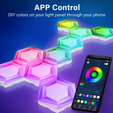 RGB Hexagon Smart LED Strip Lights - 16 Million Colors, Wireless App Control, USB Powered, Multi-Color Lighting for Gaming Setup and Home Decor, Appcontrolled Lighting|Dynamic Light Display|Versatile Light Strip