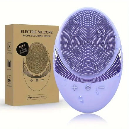Ultra-Thin Electric Silicone Facial Cleansing Device, Deep Pore Cleansing for Skin Impurities, 5 Adjustable Levels, Rechargeable with Long Battery Life, Ideal for Home, Office, and Travel, Facial Cleansing Brush