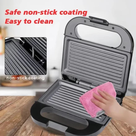 750W Double-Sided Sandwich Maker with Non-Stick Coating - Easy Clean, Multi-Use for Toast, Waffles & Veggies, 220-240V US Plug