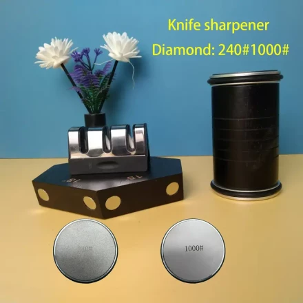 New version of drum sharpener set, 15/ 18/ 20/ 22° 4-corner hexagonal non-slip base, made of beech wood, magnetic sharpening system, comes with detachable three scissor slots, kitchen utensils, grinding and polishing tools
