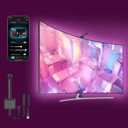 Smart LED TV Backlight Strip with RGB Atmosphere Lights, Sync Music Rhythm, App Control, USB Powered, Wall Mount, Non-Waterproof, for Living Room Decor, Festive Decoration, Eid Mubarak