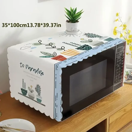 Microwave Oven Cover - Thick, Oil-Resistant & Waterproof Polyester Fabric, 35x99cm, Dustproof Kitchen Appliance Protector