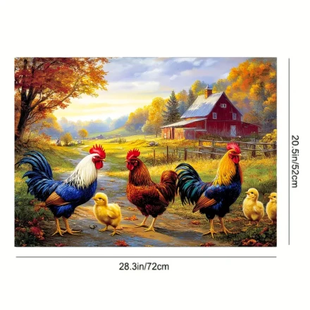 1pc Rural Scenery Chicken Flock Stove Cover Mat, Polyester Anti Slip Stove and Desktop Protective Cover, Vibrant Kitchen Accessories, Home Decoration