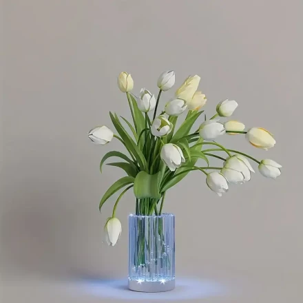 Elegant Smart RGB LED Crystal Vase Light with Water Ripple Effect - App Control, Music Sync, USB Powered,, Multi-Color Mood Lighting for Modern Home Decor