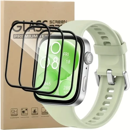 3-Pack Huawei Watch Fit 3 Smartwatch Screen Protector, 5H Hardness, Full Coverage, Ultra-Clear, Scratch-Resistant, Bubble-Free, Anti-Fingerprint, PET Material