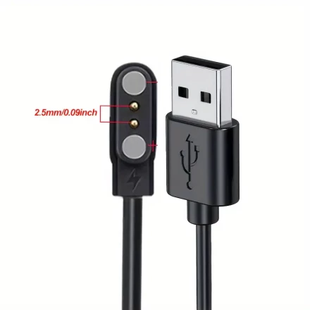 1pc Magnetic USB Charging Cable for Smart Watches - Sleek Black, 2-Pin & 4-Pin Design with Easy Connectivity, Ideal for Travelers & Business Users, Charger for Smart Watch