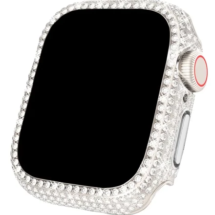 1pc Sparkling Rhinestone Apple Watch Case with Tempered Glass Screen Protector, Waterproof and Scratch-Resistant, for 40/41/42/44/45/46/49mm - Compatible with Apple Watch Series Ultra/SE/10/9/8/7/6/5/4
