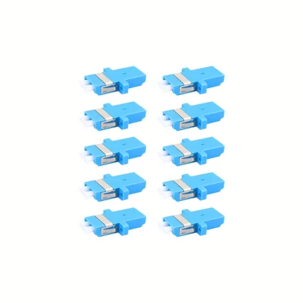 UPC Telecom-Grade LC to LC Duplex Fiber Optic Coupler Adapter with Flange, Compatible with Single and Multimode Patch Cords - Blue and White, Low Insertion Loss, High Repeatability