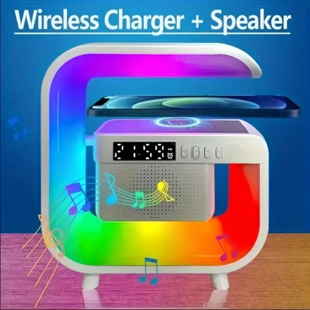 Multi-Function Desk Lamp, Speaker, Colorful LED Light, Colorful Light, Wireless Charging Function And Wireless Speaker, Sound Alarm Clock Function, Digital Display, Atmosphere Light