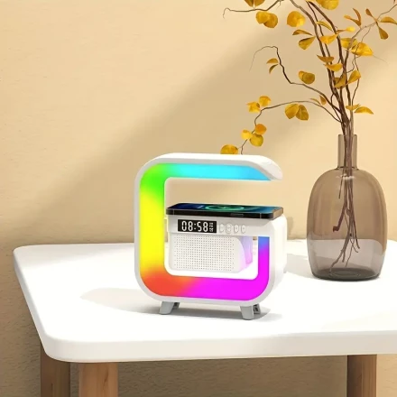 Multi-Function Desk Lamp, Speaker, Colorful LED Light, Colorful Light, Wireless Charging Function And Wireless Speaker, Sound Alarm Clock Function, Digital Display, Atmosphere Light