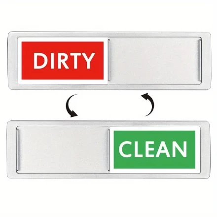 1pc Slide-Action Strong Magnetic Dishwasher Indicator, Large Print Easy-to-Read, Cleaning/Dirtiness Button - No More Guessing, Perfect Gift for Mom and Wife, Polyresin Material