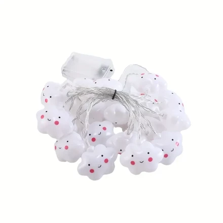 A Cute Cloud String Light with 10/20 LED Bulbs Is The Perfect Choice for Birthdays, Day, Christmas, Ambient Lighting, And Room (Including Bedroom And Living Room) Wall Decoration - Powered by Batteries (Batteries Not Included).