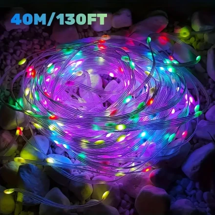 130ft RGB+IC Smart LED Fairy Lights with App & Remote Control,, USB Powered, Colorful Music Sync String Lights for Bedroom, Party, Garden, Christmas, Wedding, Wall Decor, Perfect Gift (15m/30m/40m), Boluoova