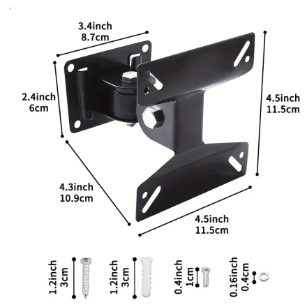 TV Monitor Wall Mount Bracket with Swivel Articulating for Most 14-24 Inch LED LCD Flat Screens TVs, Max VESA 75x75mm to 100x100mm up to 35 lbs/15kg, Black Wall Mount TV Bracket