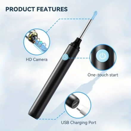 Inskam Visual Ear Scoop, Earwax Removal - Earwax Removal Tool with Camera - Ear Cleaner with 6 Scoops - Ear Cleaner with Light And Camera, Rechargeable And Wifi Connectable, Suitable for Ear Cleaning on All Smartphones.