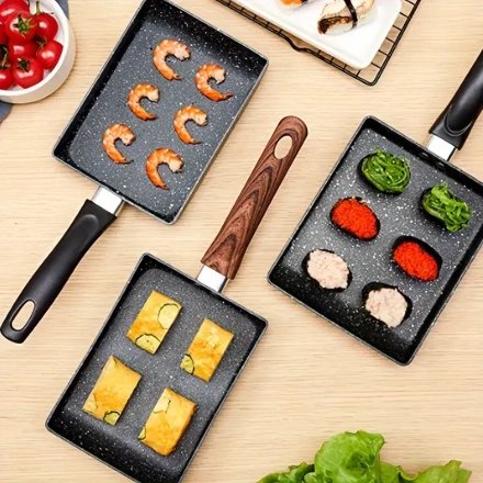 Premium Japanese Tamagoyaki Pan with Non-Stick Coating & Wooden Handle - Ideal for Perfect Breakfast Omelets & Eggs, Essential Kitchen Gadget