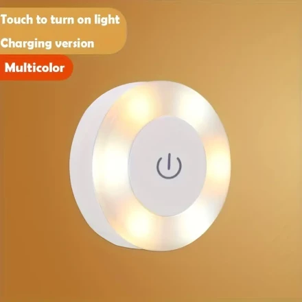 USB Rechargeable LED Touch Sensor Night Light - 3 Adjustable Modes, Magnetic Base, Wall-Mountable, Energy-Efficient Dimming Lamp for Room and Kitchen Decor
