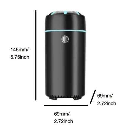 Portable Ultrasonic Essential Oil Humidifier with Nightlight, USB-Powered Aromatherapy Diffuser for Car and Home, Tabletop Mount, No Battery Required, Fragrance-Free Bottle