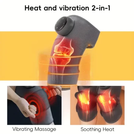 1pc Therapeutic Knee and Leg Massager with Adjustable Heat and Vibration - USB Rechargeable, 1800mAh Battery, for Knees, Shoulders, Elbows, Whole Body Use