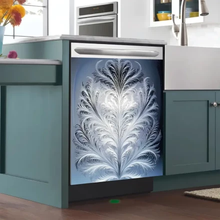 Dishwasher Cover Decorative Suite, Large Polishing Metal, PVC Material, Magnetic, with Kitchen Dishwasher Decal, Refrigerator Panel, for Dishwasher Front Door Decoration