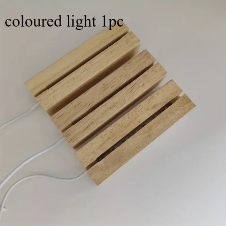 USB Powered LED Wooden Night Light Base - Creative Rectangular 3D Acrylic And Wood Craft Lamp for Home Decor, Best Gift Choice for Valentine's Day