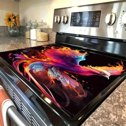 A Colorful Phoenix Gas Stove Protector - High Temperature Resistant And Scratch-Proof, Featuring a Vibrant Phoenix Design, Easy to Clean, Adding Mystery And Vitality to The Kitchen.