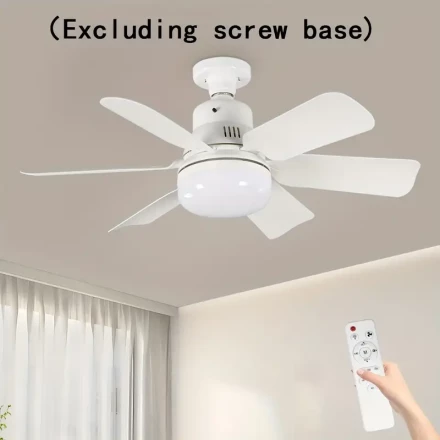 1pc 2-in-1 Smart Ceiling Fan with Light and Remote Control, E27 Non-Noise Flush Mount Indoor Fan, Dimmable LED Light, 85V-265V Hardwired, for Bedroom, Kitchen, Living Room, Balcony - No Battery Required